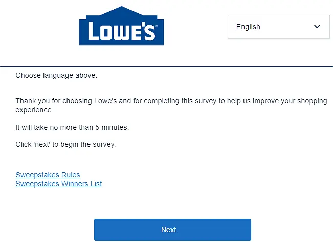 lowes.com survey homepage